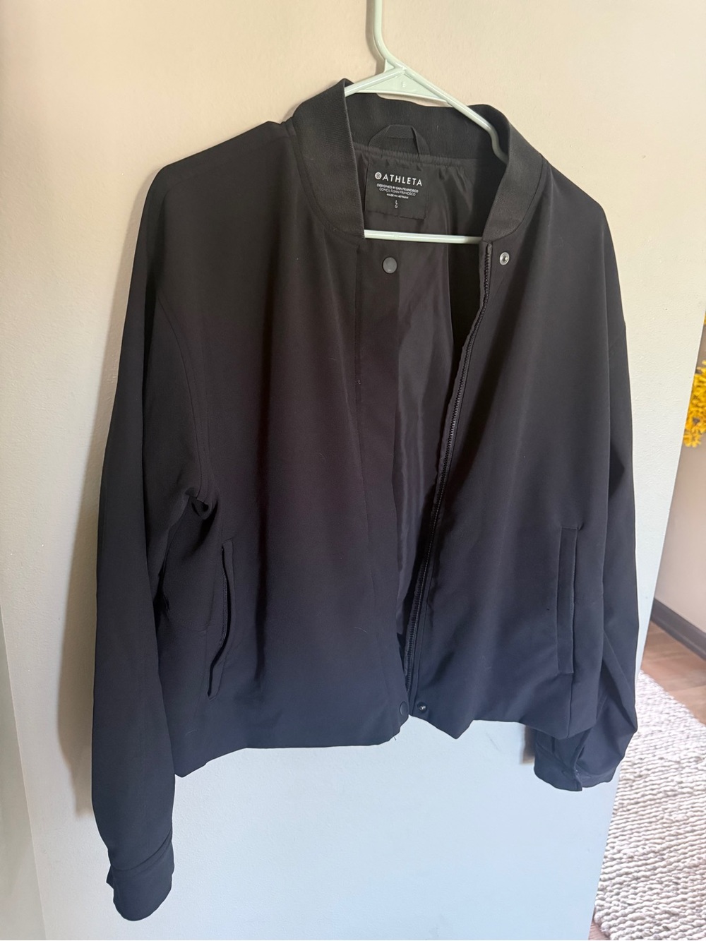 Athleta Black Lightweight Jacket with Button Front